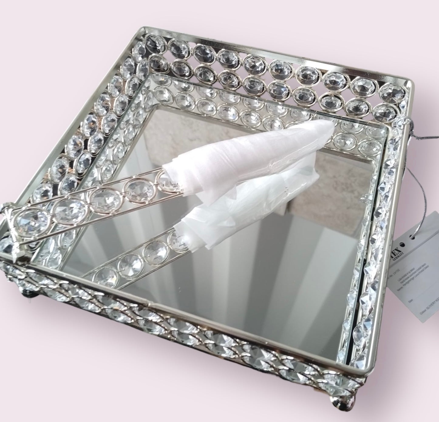 Dekorativer Serviettenhalter / Serviettenspender mit Spiegelboden