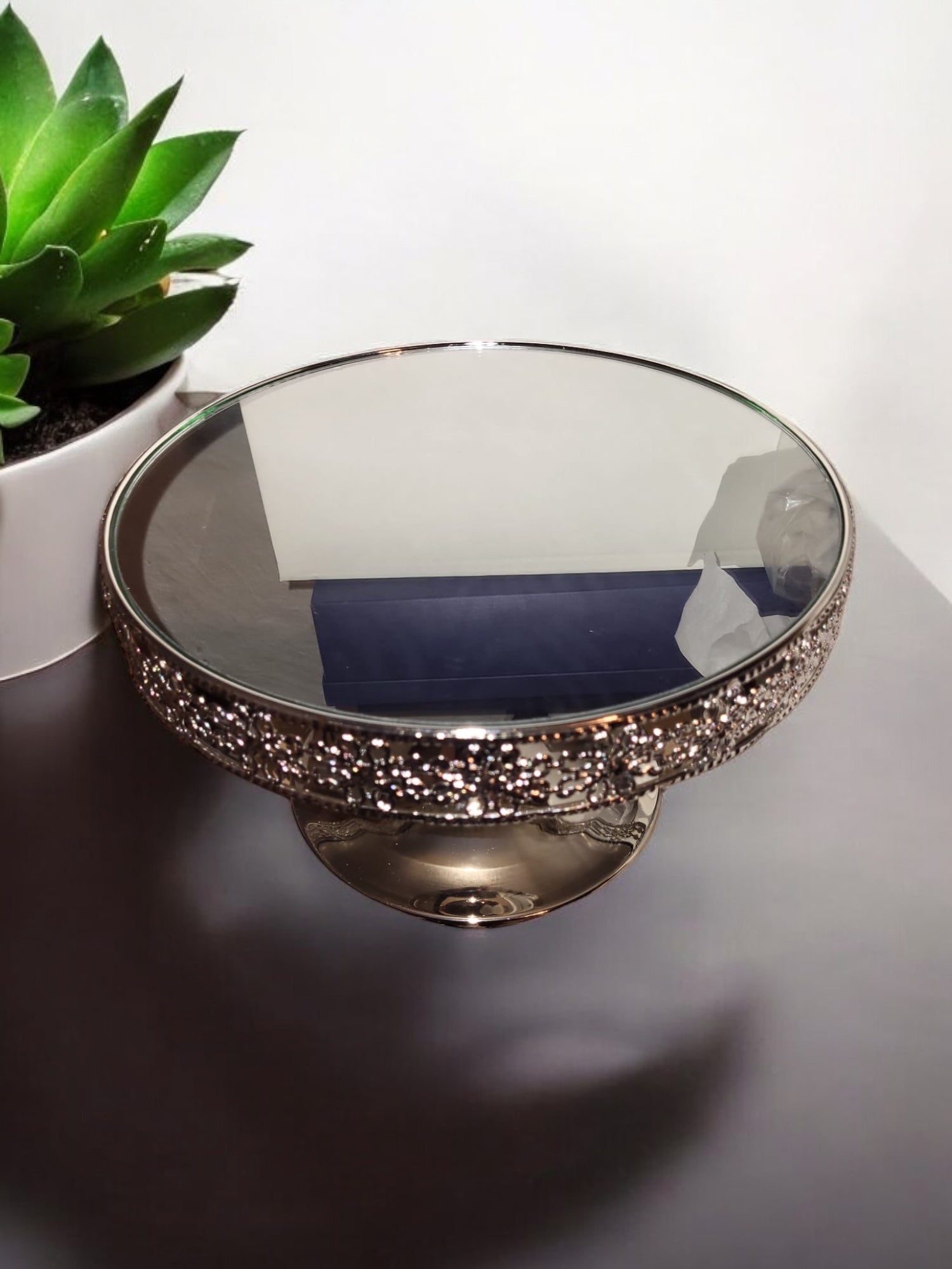 Deko Tortenplatte Kuchenplatte Gespiegelt rund