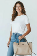 Damenhandtasche – Beige – schlicht & elegant