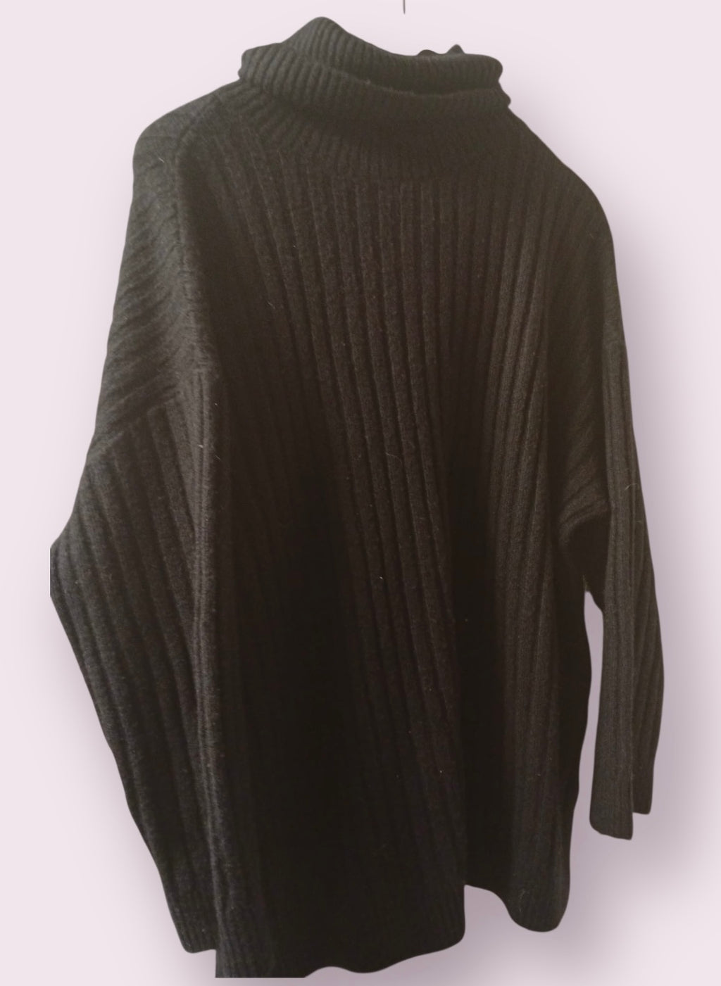 H&M Damen Strickpullover mit Rollkragen – Schwarz | Größe L
