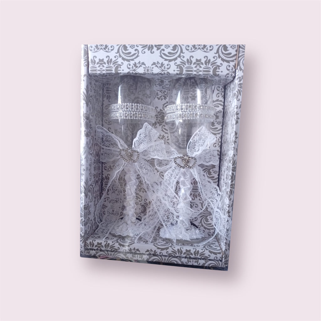 Dekorative Sektgläser – 2er Set im Hochzeitsdesign