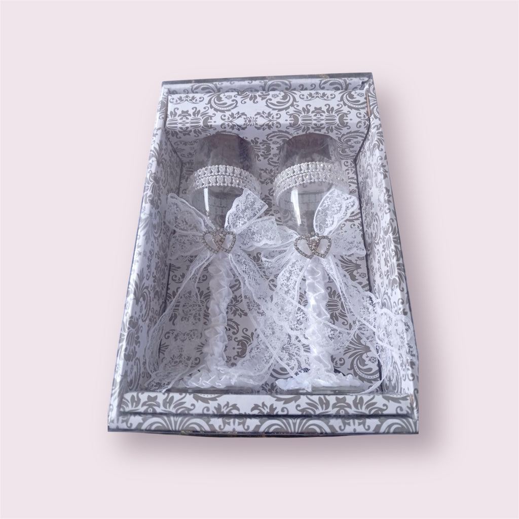 Dekorative Sektgläser – 2er Set im Hochzeitsdesign