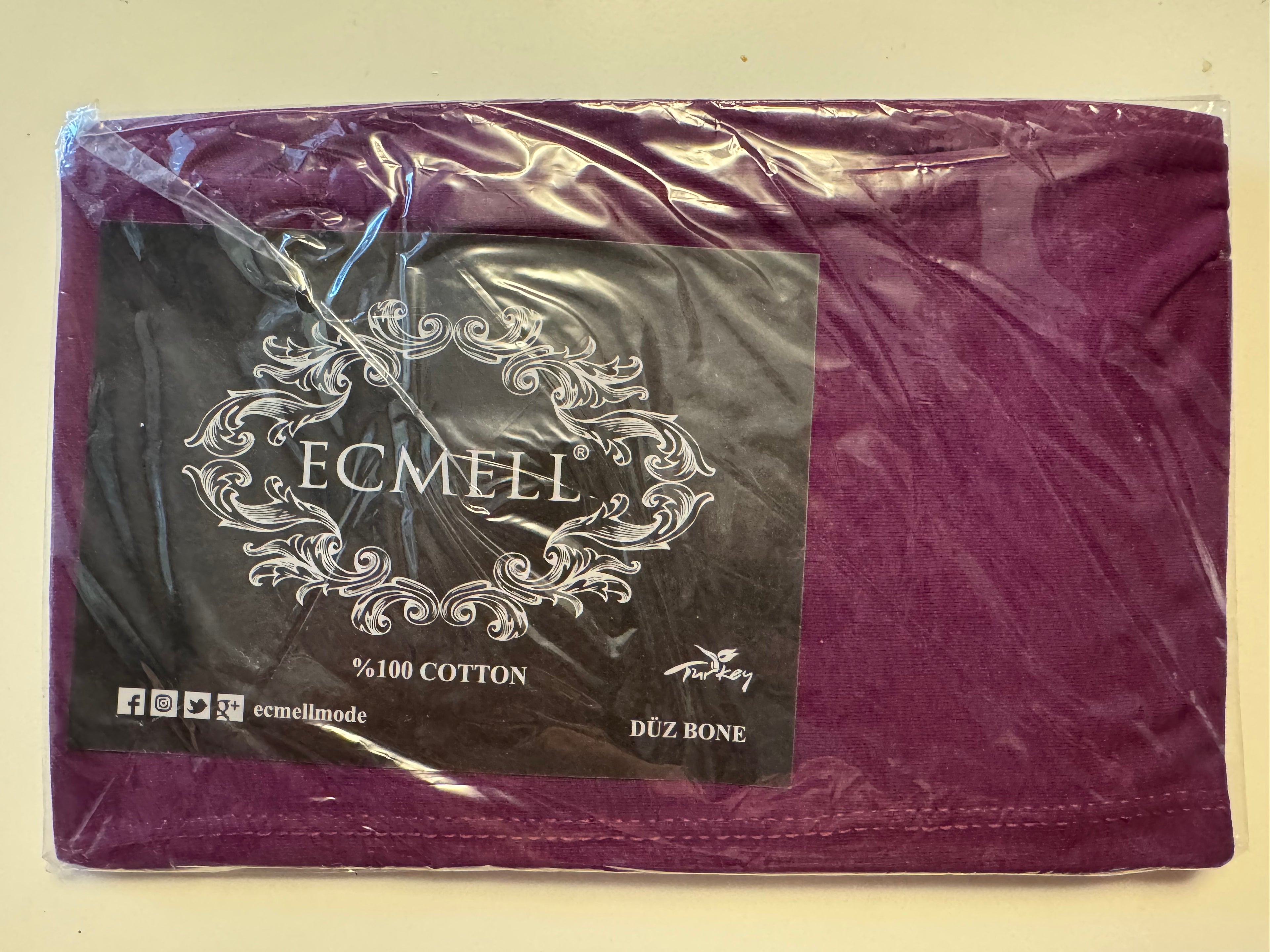 Hijab Ecmell Düz Bone 100% Baumwolle