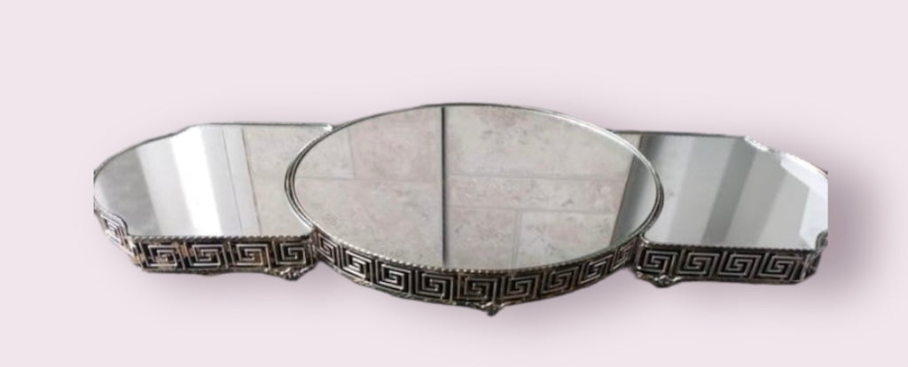 3-teiliges Deko- & Serviertablett-Set mit Spiegelboden